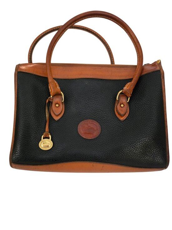 Dooney and Bourke Handbags - Vintage Dooney & Bourke AWL Satchel Black Tan Leather USA Made – No Strap